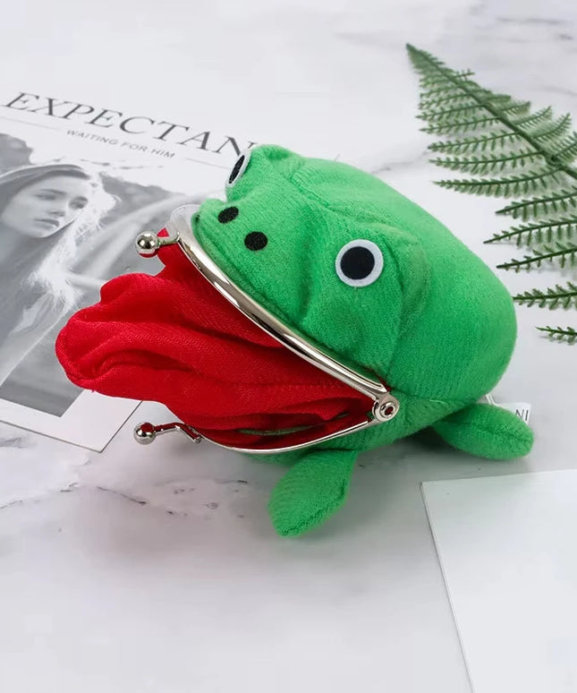 Cute Anime Frog Purse Kissing Lock Funny Plush Frog Shape Role Play Purse for Women Bag Accessories