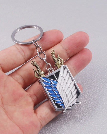 Anime Attack On Titan Keychain Shingeki no Kyojin Scouting Legion Emblem Pendant Key Chain for Women Men Cosplay Jewelry Gift