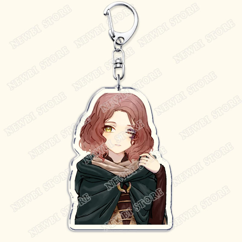 Video Game Dark Souls Keychains for Women Accessories Bag Bloodborne Malenia Melina Keyrings Jewelry Fans Gaming Friends Gift