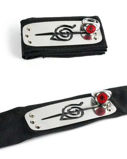 Anime Akatsuki Headband Sasori Uchiha Itachi Ring Sets Cosplay Costumes Props Pain Orochimaru Ninja Accessories