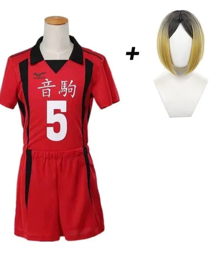 Anime Haikyuu Nekoma Jersey Uniform Wig Kenma Kozume Tetsurou Kuroo Cosplay Costume No. 5 No 1 Sweaters Short Sleeve Sportswear