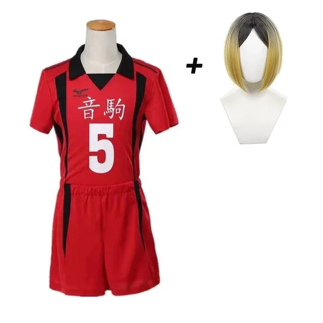 Anime Haikyuu Nekoma Jersey Uniform Wig Kenma Kozume Tetsurou Kuroo Cosplay Costume No. 5 No 1 Sweaters Short Sleeve Sportswear
