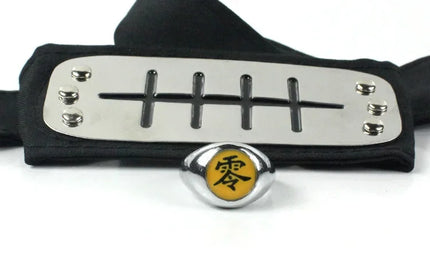 Anime Akatsuki Headband Sasori Uchiha Itachi Ring Sets Cosplay Costumes Props Pain Orochimaru Ninja Accessories
