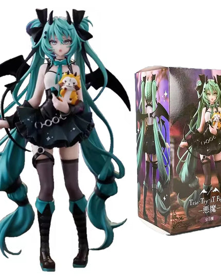 Anime Little Devil Hatsune Miku Handmade Little Raccoon Chuyin Dark Angel Handmade PVC Model Animation Peripheral Ornaments