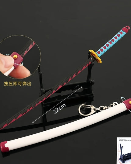 Demon Slayer Peripherals Tanjiro, Agatsuma Zenitsu Katana Full Metal Weapons Bounce Jump Knife Crafts Toy Sword Model Ornaments