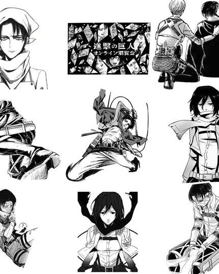 10/30/70pcs Attack on Titan Anime Stickers Cool Cartoon Black White Decal DIY Skateboard Laptop Phone Car Waterproof Sticker
