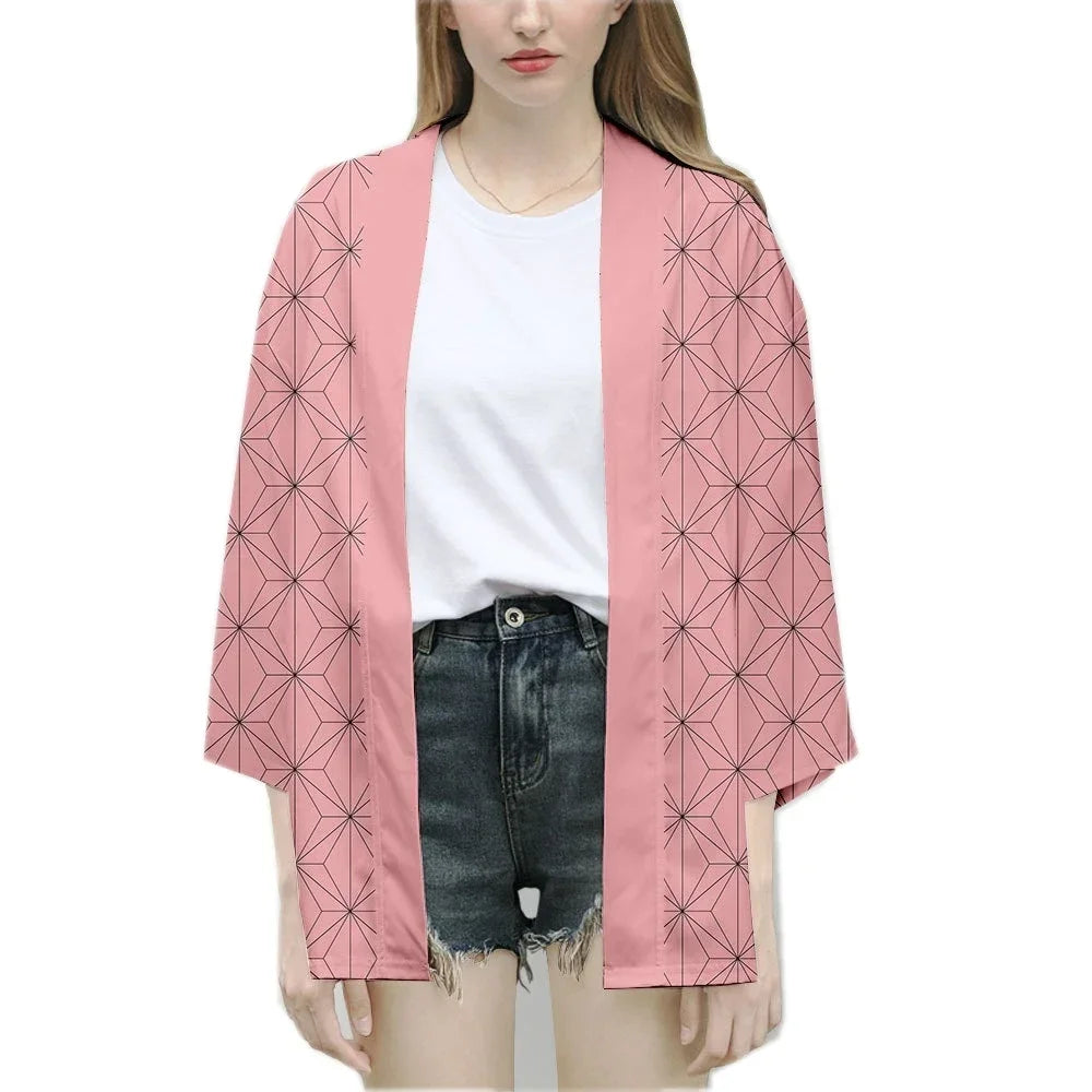 Anime Tanjirou Kamado Cosplay Kimonos for Men Women Japanese Haori Kamade Nezuko Robe Outfits Kochou Shinobu Kimono Summer Cloak