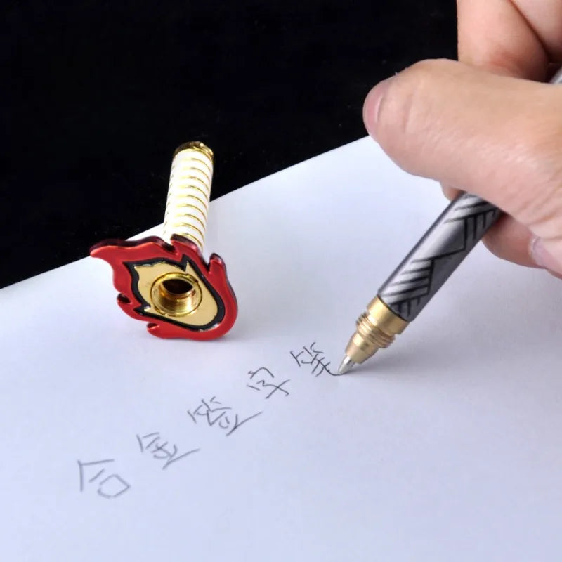20cm Demon Slayer Katana Pen Tanjirou Sword Ainme Kimetsu No Yaiba Metal Ninja Knife Real Japanese Katana Pen Samurai Sword Toy