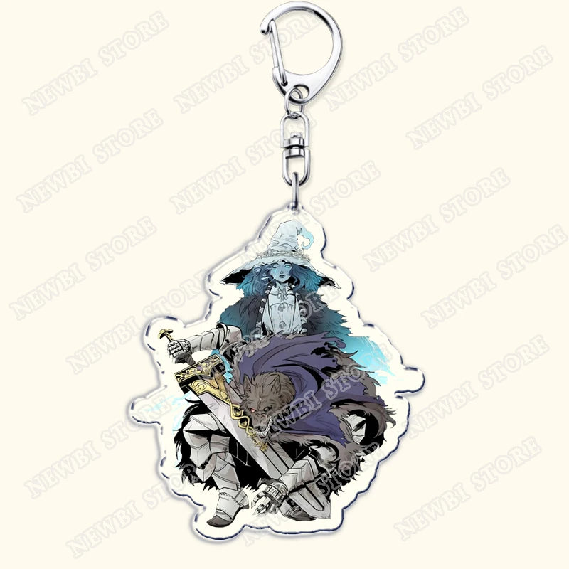 Video Game Dark Souls Keychains for Women Accessories Bag Bloodborne Malenia Melina Keyrings Jewelry Fans Gaming Friends Gift