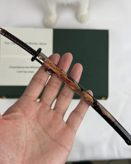 Elden Rivers of Blood Sword Replica Ring 23cm/9.05in Zinc Alloy Model with spring release scabbard, Rust-Proof, Ideal for Fans