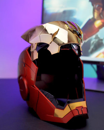New AutoKing 1:1 Mk5 Iron Man Helmet Cosplay Voice Control Eyes with Light Model Toys for Adult Electric Wearable Christmas Gift