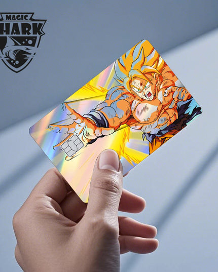 Magic Shark Goku Vegeta Cool Shinny Holographic Laser Credit Debit Card Sticker Film Front Skin Cover
