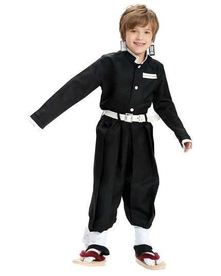 Anime Demon Slayer Kamado Tanjirou Cosplay Costume Kimetsu No Yaiba Cartoon Costume Sutis Wigs Halloween For Kids Adult CosParty