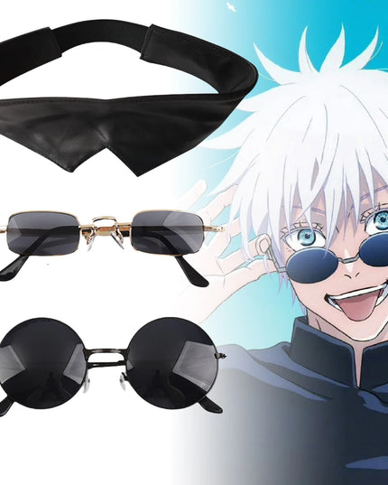 Satoru Gojo Cosplay Patch Glasses Anime Jujutsu Kaisen Cosplay Accessories Gojo Half Face Mask Masquerade Halloween Party Custom