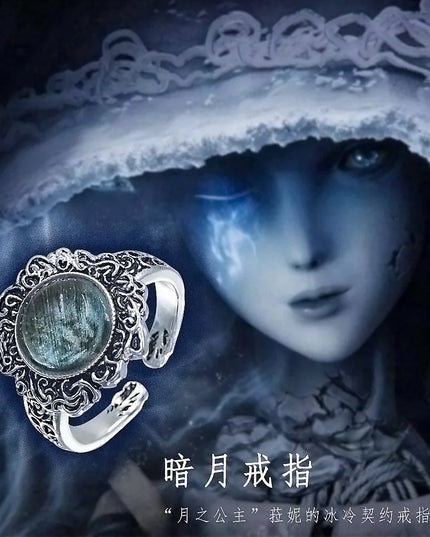 Game Dark Moon Ring Spectral Steed Whistle Ring Melina Summon Torrent Tool Adjustable Finger Rings for Women Men Jewelry