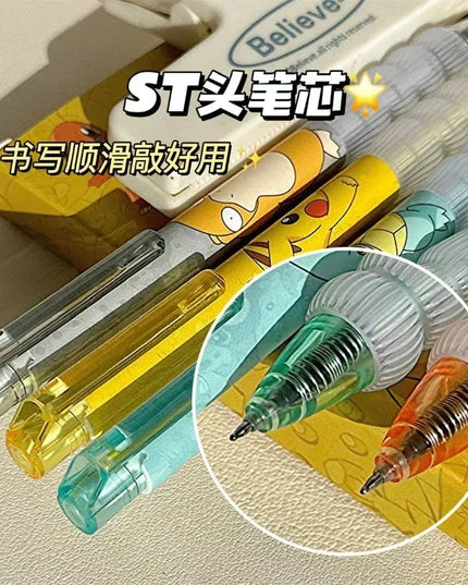 5pcs Pokemon Pikachu Gel Pen Cute Anime Cartoon Charmander Squirtle Press on Gel Pen Stationery School Supplies Holiday Gifts