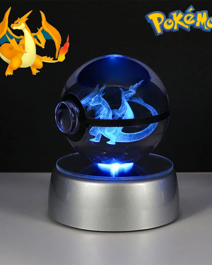 Pokemon Crystal Ball Pikachu Gengar Eevee Mewtwo Lacario Anime Game Pokeball Led Night Light Base Kids Birthday Gift Home Decor