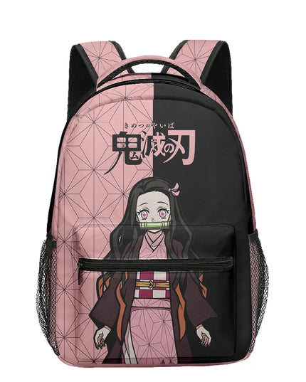 Anime Demon Slayer Tanjiro Nezuko 3D Printed Backpack for College Students Large School Bag 15 Inch Laptop Bag Middle School