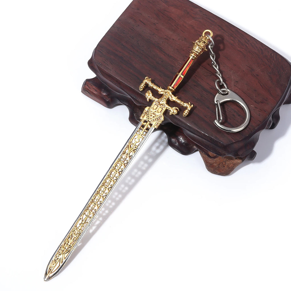 14cm Ring Dark Moon Greatswor Eldens Keychain Pendant Sword of Night and Flame Keyring Cosplay Fans Props Men Women Bag Jewelry