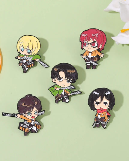 Attack on Titan Enamel Pins Cartoon Badge Metal Anime Custom Bag Lapel Pin Backpack Jewelry Kids Fans Gift Friends Wholesale