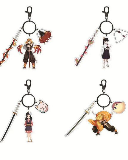 Hot Anime Demon Slayer Keychain Kamado Tanjirou Tomioka Giyuu Rengoku Kyoujurou Cosplay Acrylic Key Chains Fans Gift