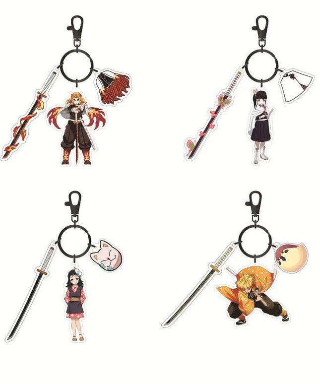 Hot Anime Demon Slayer Keychain Kamado Tanjirou Tomioka Giyuu Rengoku Kyoujurou Cosplay Acrylic Key Chains Fans Gift