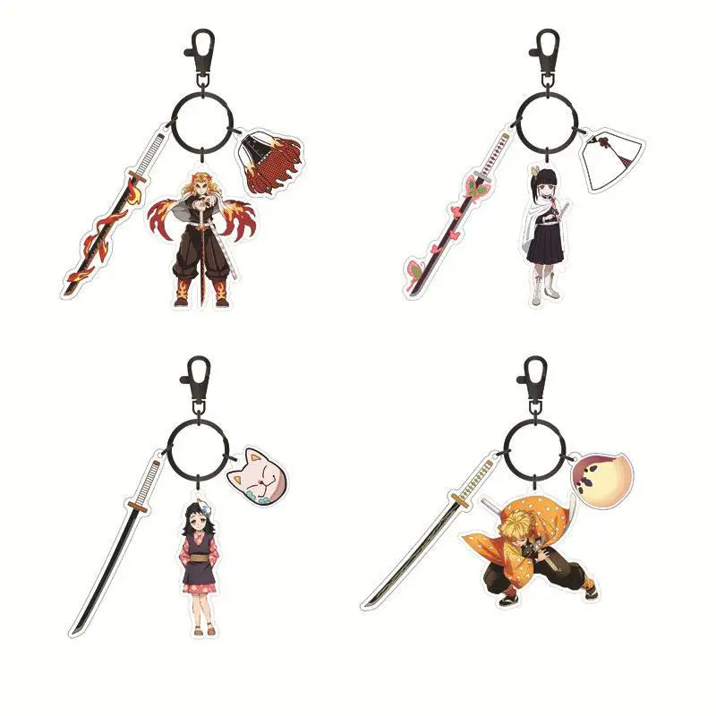 Hot Anime Demon Slayer Keychain Kamado Tanjirou Tomioka Giyuu Rengoku Kyoujurou Cosplay Acrylic Key Chains Fans Gift