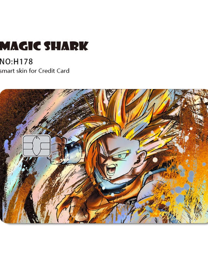 Magic Shark Goku Vegeta Cool Shinny Holographic Laser Credit Debit Card Sticker Film Front Skin Cover