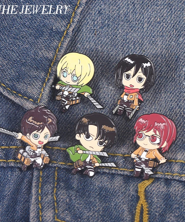 Attack on Titan Enamel Pins Cartoon Badge Metal Anime Custom Bag Lapel Pin Backpack Jewelry Kids Fans Gift Friends Wholesale