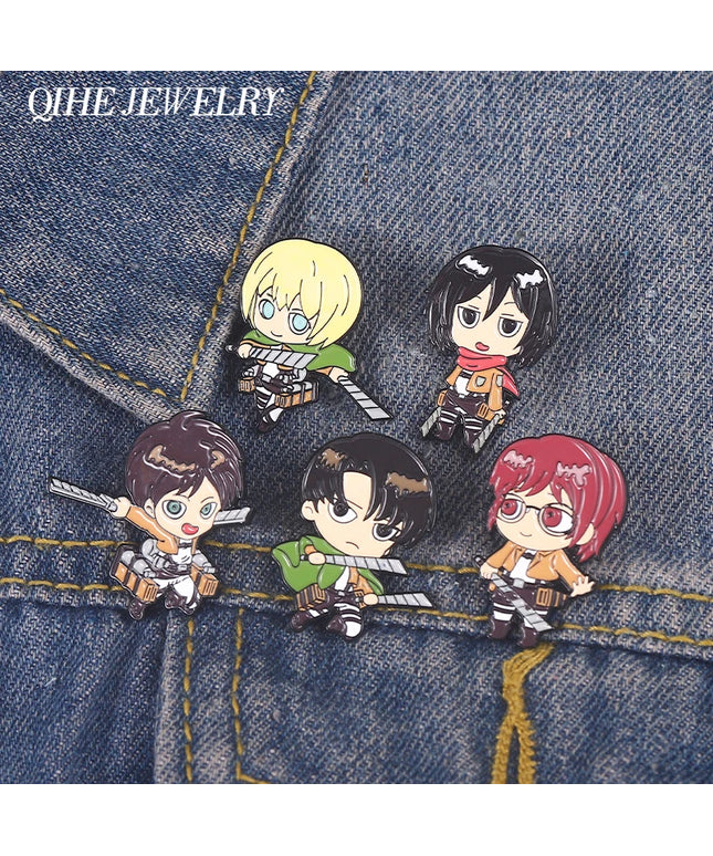 Attack on Titan Enamel Pins Cartoon Badge Metal Anime Custom Bag Lapel Pin Backpack Jewelry Kids Fans Gift Friends Wholesale