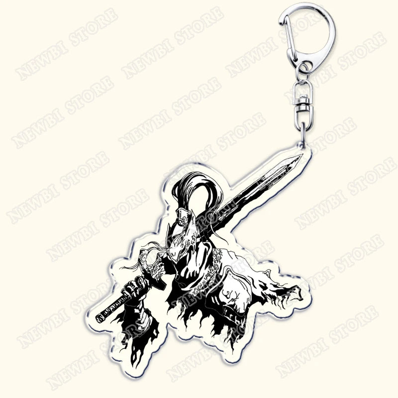 Video Game Dark Souls Keychains for Women Accessories Bag Bloodborne Malenia Melina Keyrings Jewelry Fans Gaming Friends Gift