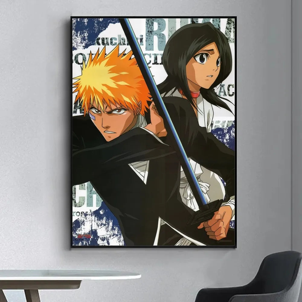 Anime Bleach   Poster Fancy Wall Sticker for Living Room Bar Vintage Decorative Painting Middle