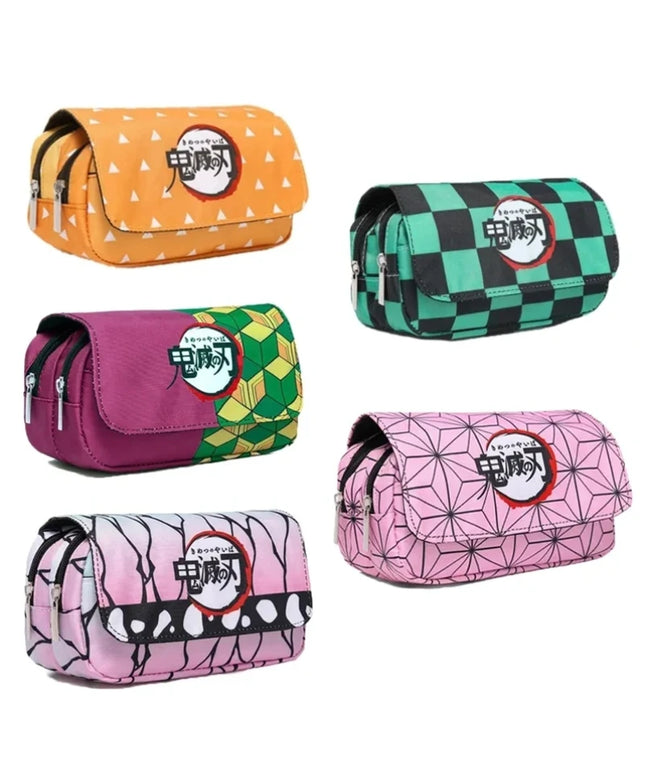 Demon Slayer 3D Anime Pen Bag Student Storage Bag Tanjirou Nezuko Zenitsu Giyuu Cartoon Pen Box Cute Boys Girls Pencil Case