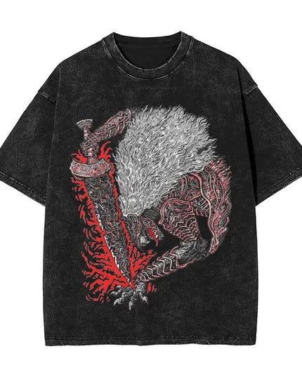 R-Rings Radahn E-Eldening Washed T Shirts Streetwear Hip Hop Casual T-Shirt Tees for Men and Women Short Sleeve Harajuku Graphic