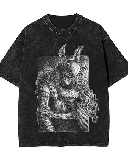 R-Rings Radahn E-Eldening Washed T Shirts Streetwear Hip Hop Casual T-Shirt Tees for Men and Women Short Sleeve Harajuku Graphic