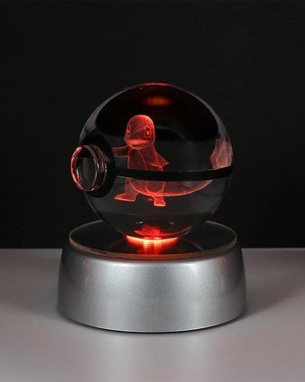 Pokemon Crystal Ball Pikachu Gengar Eevee Mewtwo Lacario Anime Game Pokeball Led Night Light Base Kids Birthday Gift Home Decor