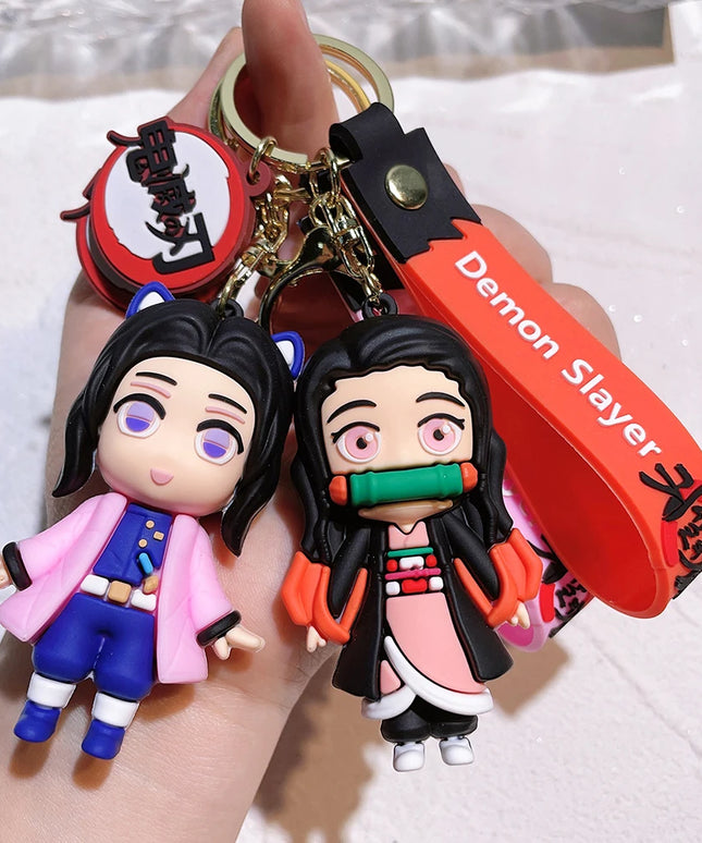 New Demon Slayer Kimetsu No Yaiba Blade of Ghost Keychain Cute Characters Bag Pendant Car Key Chain Ring Fans Gift Anime Jewelry