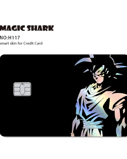 Magic Shark Goku Vegeta Cool Shinny Holographic Laser Credit Debit Card Sticker Film Front Skin Cover