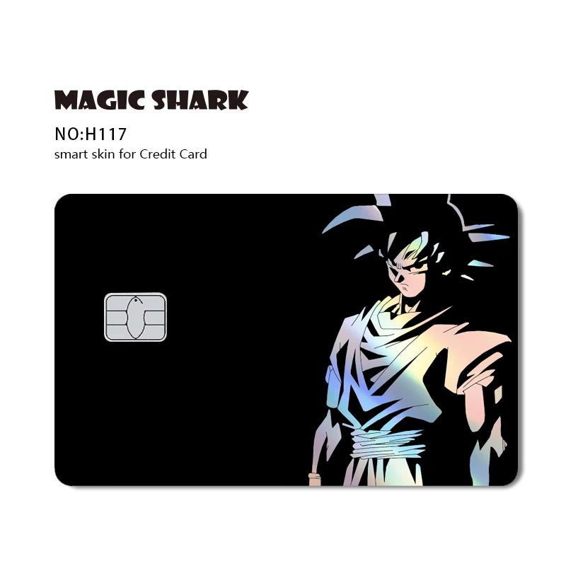 Magic Shark Goku Vegeta Cool Shinny Holographic Laser Credit Debit Card Sticker Film Front Skin Cover