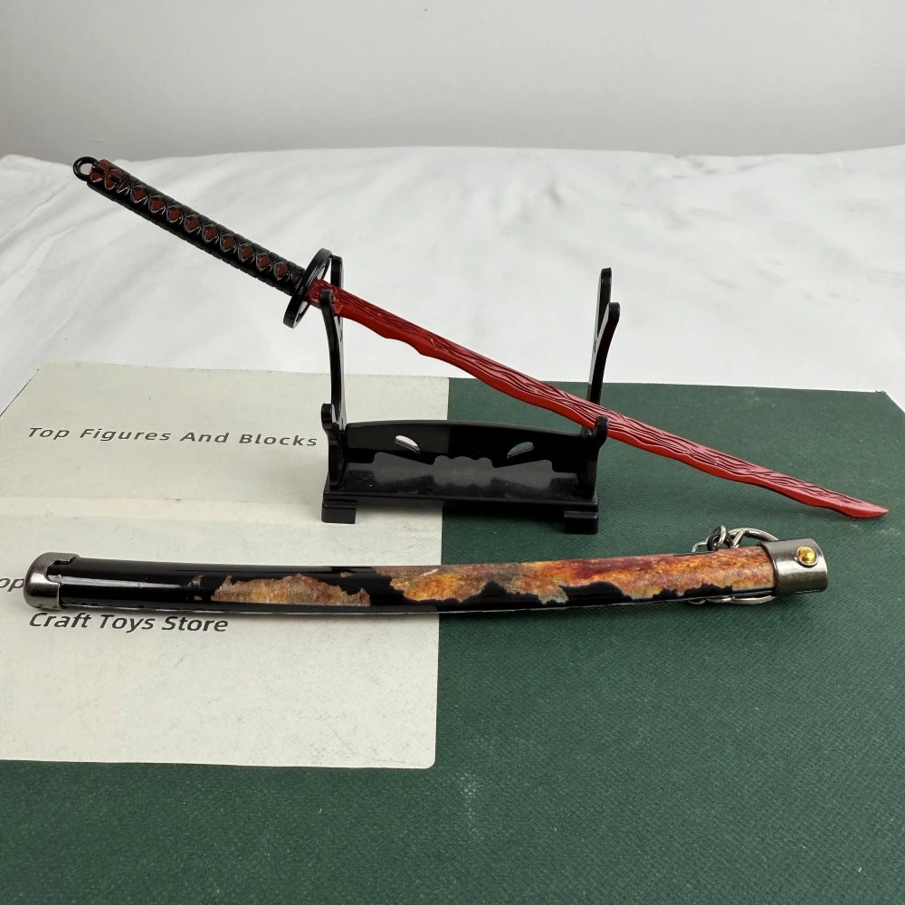 Elden Rivers of Blood Sword Replica Ring 23cm/9.05in Zinc Alloy Model with spring release scabbard, Rust-Proof, Ideal for Fans
