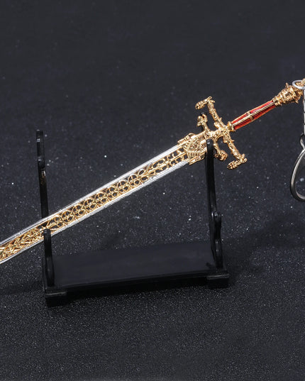 14cm Ring Dark Moon Greatswor Eldens Keychain Pendant Sword of Night and Flame Keyring Cosplay Fans Props Men Women Bag Jewelry