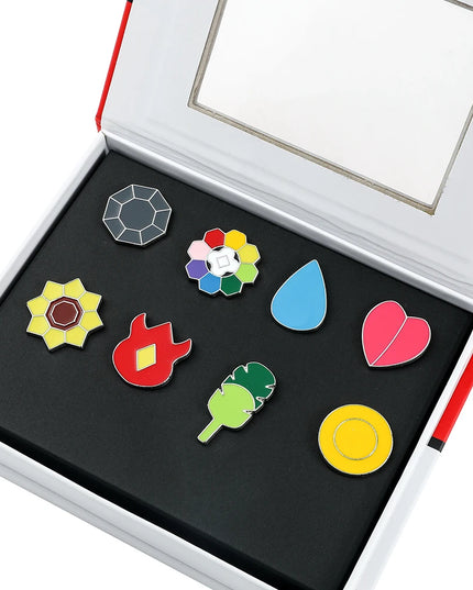 Pokemon Gym Badges Kanto Johto Hoenn Sinnoh Unova Kalos League Region Orange Islands Pins Brooches Box Set Pocket Monster