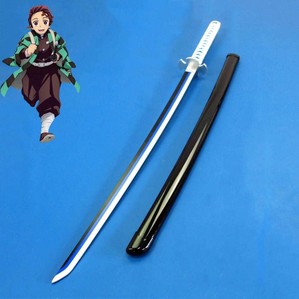 41in/104cm Demon Slayer Katana Anime Ninja Sword Demon Slayer Cosplay Prop Knife Real Size Samurai Sabre Japonesa Katana Sword