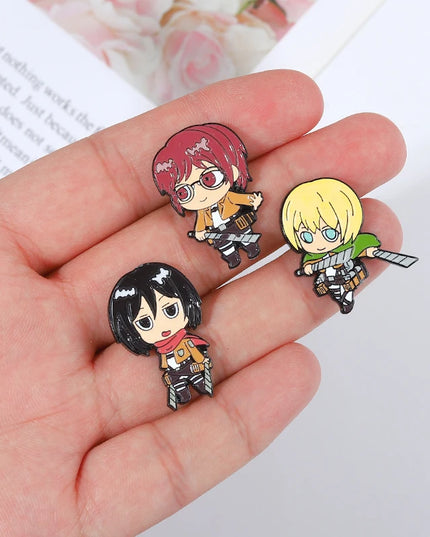 Attack on Titan Enamel Pins Cartoon Badge Metal Anime Custom Bag Lapel Pin Backpack Jewelry Kids Fans Gift Friends Wholesale