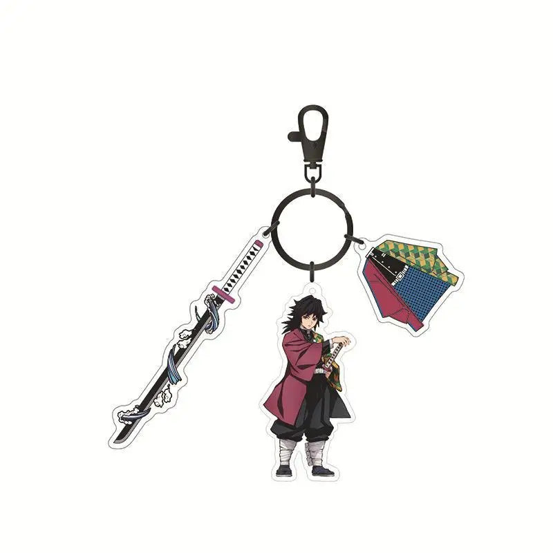 Hot Anime Demon Slayer Keychain Kamado Tanjirou Tomioka Giyuu Rengoku Kyoujurou Cosplay Acrylic Key Chains Fans Gift