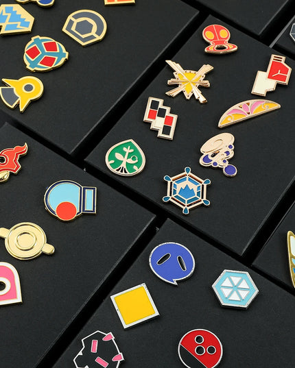Pokemon Gym Badges Kanto Johto Hoenn Sinnoh Unova Kalos League Region Orange Islands Pins Brooches Box Set Pocket Monster