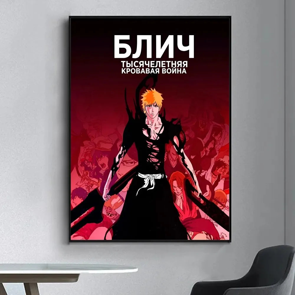 Anime Bleach   Poster Fancy Wall Sticker for Living Room Bar Vintage Decorative Painting Middle