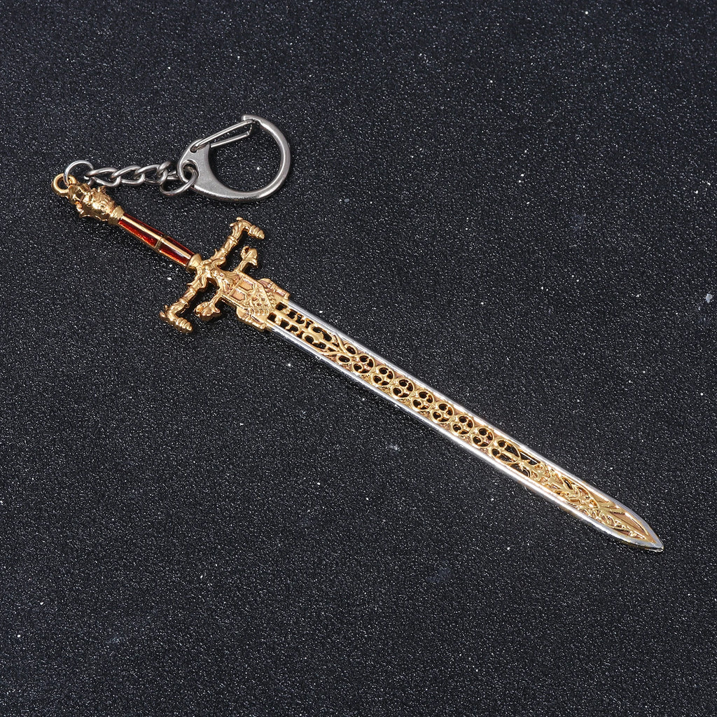 14cm Ring Dark Moon Greatswor Eldens Keychain Pendant Sword of Night and Flame Keyring Cosplay Fans Props Men Women Bag Jewelry