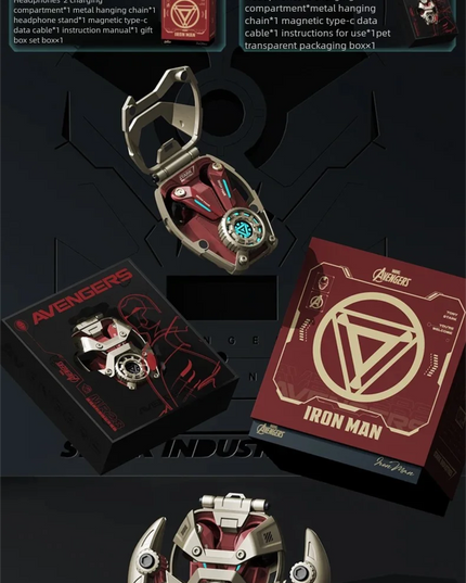 MARVEL Collaboration Bluetooth Headphones ANC Active Noice Cancellation Bluettoth Wireless Earphones Sports Gaming Gift Iron Man