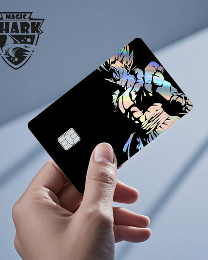 Magic Shark Goku Vegeta Cool Shinny Holographic Laser Credit Debit Card Sticker Film Front Skin Cover
